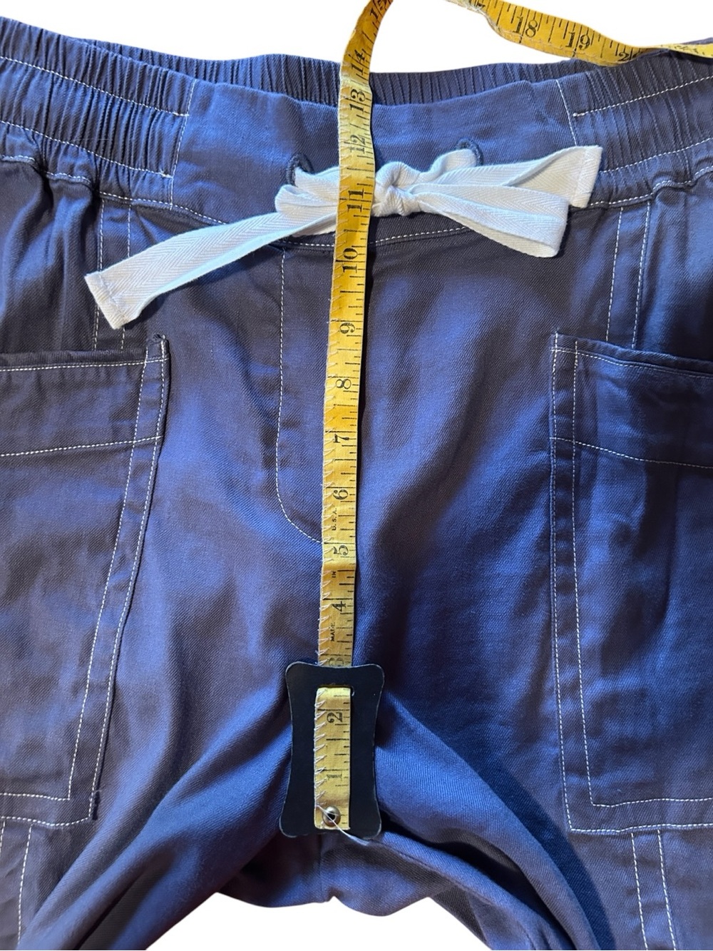 Maeve La Ponche Contrast Stitch Pull-On Pants Drawstring Waist Blue-Gray Small - Picture 12 of 14